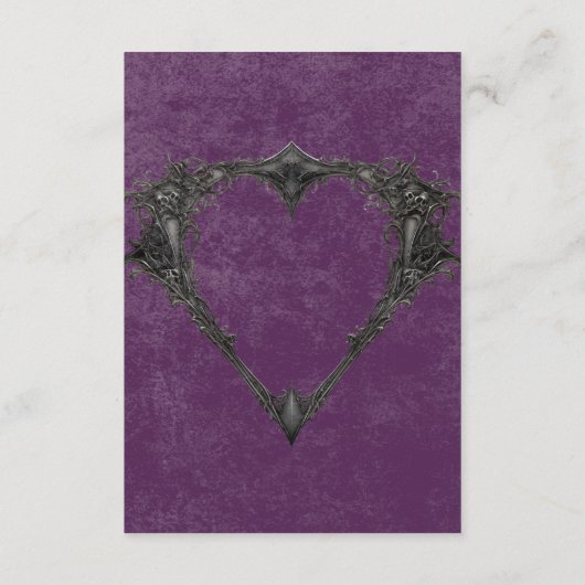 Gothic Black Raven & Black Rozen Paarse receptie Informatiekaartje (Achterkant)