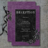 Gothic Black Raven & Black Rozen Paarse receptie Informatiekaartje
