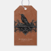 Gothic Black Raven & Black Rozen Roest Bruiloft Cadeaulabel (Voorkant)