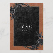 Gothic Black Raven & Black Rozen Roest Bruiloft Menu (Achterkant)