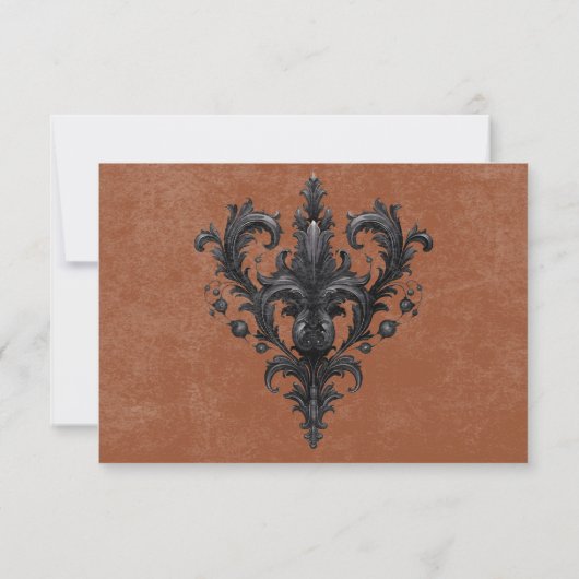 Gothic Black Raven & Black Rozen Rust QR Code RSVP Kaartje (Achterkant)