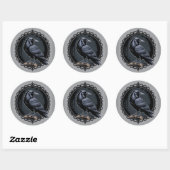 Gothic Black Raven Illustratie Ronde Sticker (Vel)