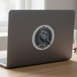 Gothic Black Raven Illustratie Ronde Sticker