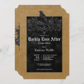 Gothic Black Raven & Roses Gold Bridal Shower Kaart (Voorkant / Achterkant)