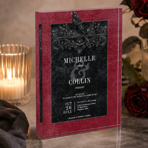 Gothic Black Raven Roses Wijn Trouw Aandenken Fotoblokken