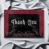 Gothic Black Raven & Rozen Bourgondische bruiloft Bedankkaart