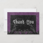 Gothic Black Raven & Rozen Paarse bruiloft Bedankkaart (Voorkant)