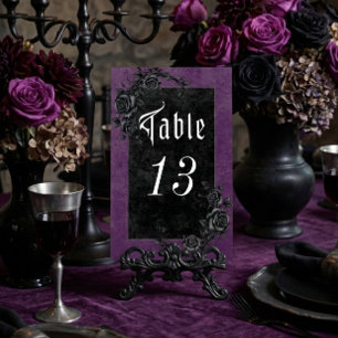 Gothic Black Raven & Rozen Paarse bruiloft Kaart