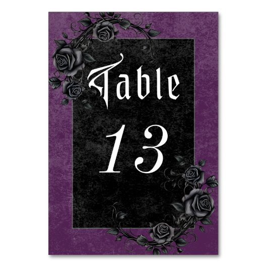 Gothic Black Raven & Rozen Paarse bruiloft Kaart (Achterkant)