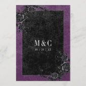 Gothic Black Raven & Rozen Paarse bruiloft Menu (Achterkant)