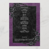 Gothic Black Raven & Rozen Paarse bruiloft Programmakaart (Achterkant)