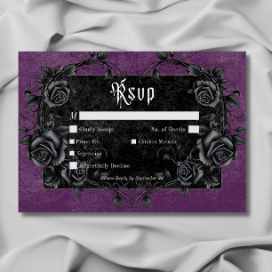 Gothic Black Raven & Rozen Paarse Diner RSVP Kaartje