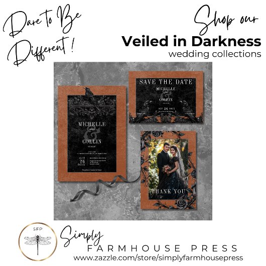 Gothic Black Raven & Rozen Rust Vrijgezellenfeest Kaart