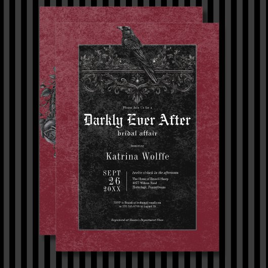 Gothic Black Raven & Rozen Wijn Vrijgezellenfeest Kaart