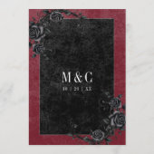 Gothic Black Raven & Rozen Wijnbruiloft Menu (Achterkant)