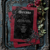 Gothic Black Raven & Rozen Wijnbruiloft Programmakaart