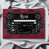 Gothic Black Raven & Rozen Wijndiner RSVP Kaartje