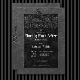 Gothic Black Raven & Rozen Zwart Vrijgezellenfeest Kaart