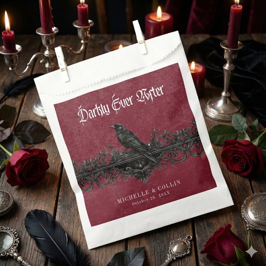 Gothic Black Raven Wine Darkly Ever After Wedding Bedankzakje