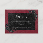 Gothic Black Raven Wine Darkly Ever After Wedding Informatiekaartje (Voorkant)