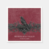 Gothic Black Raven Wine Darkly Ever After Wedding Servet (Voorkant)