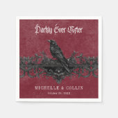 Gothic Black Raven Wine Darkly Ever After Wedding Servet (Voorkant)