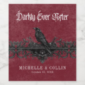 Gothic Black Raven Wine Darkly Ever After Wedding Wijn Etiket (Enkel label)