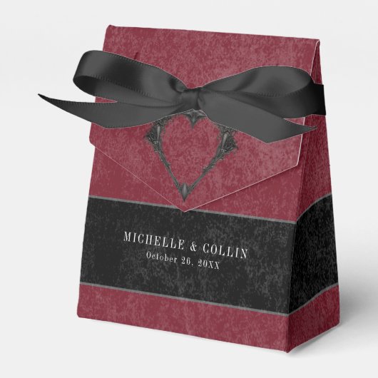 Gothic Black Raven & Zwarte Rozen Wijnbruiloft Bedankdoosjes (Voorkant Zijde)