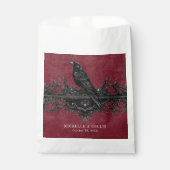 Gothic Black Raven & Zwarte Rozen Wijnbruiloft Bedankzakje (Voorkant)