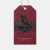 Gothic Black Raven & Zwarte Rozen Wijnbruiloft Cadeaulabel (Voorkant)