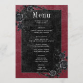 Gothic Black Raven & Zwarte Rozen Wijnbruiloft Menu (Voorkant)