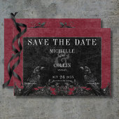 Gothic Black Raven & Zwarte Rozen Wijnbruiloft Save The Date