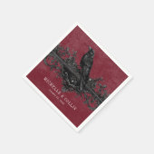 Gothic Black Raven & Zwarte Rozen Wijnbruiloft Servet (Hoek)