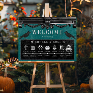 Gothic Black Ravens & Blauwgroen Orde van Evenemen Poster