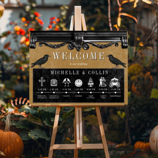 Gothic Black Ravens en Gold Order of Events Poster