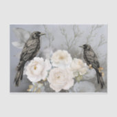 Gothic Black Ravens & White Flowers  Tissuepapier (Voorkant)