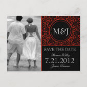 Gothic Black & Red Flourish Bewaar de datum Aankondigingskaart (Voorkant)