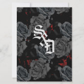 Gothic Black Red Grunge Textured Black Rozen Kaart (Achterkant)