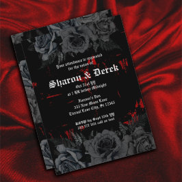 Gothic Black Red Grunge Textured Black Rozen Kaart