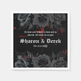 Gothic Black Red Grunge Textured | Zwarte Rozen Servet