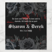 Gothic Black Red Grunge Textured | Zwarte Rozen Wijn Etiket (Enkel label)