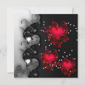Gothic Black Red Heart Birthday Party Kaart (Achterkant)