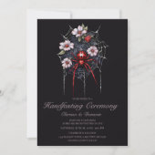 Gothic Black & Red Spider Bloemen Web Handfasting Kaart (Voorkant)