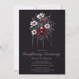 Gothic Black & Red Spider Bloemen Web Handfasting Kaart