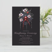 Gothic Black & Red Spider Bloemen Web Handfasting Kaart (Staand voorkant)