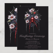 Gothic Black & Red Spider Bloemen Web Handfasting Kaart (Voorkant / Achterkant)