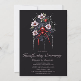 Gothic Black & Red Spider Bloemen Web Handfasting Kaart