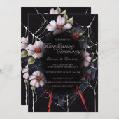 Gothic Black & Red Spider Bloemen Web Handfasting Kaart (Voorkant / Achterkant)
