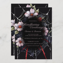Gothic Black & Red Spider Bloemen Web Handfasting