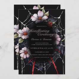 Gothic Black & Red Spider Bloemen Web Handfasting Kaart